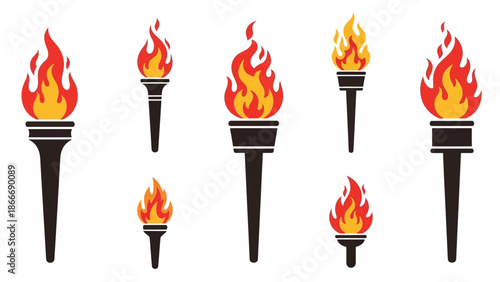 Burning Torches A Collection of Flame-Emitting Icons for Various Design Applications