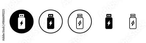 Usb icon logo design. Flash disk sign and symbol. flash drive sign. usb charging