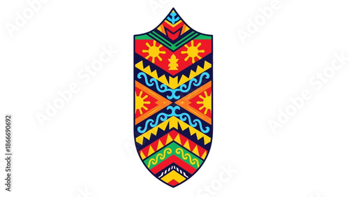Intricate Shield Design A Colorful and Symbolic Illustration for Creative Projects and Branding