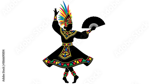 Dancing Figure Illustration A Colorful Celebration of Culture and Movement in a Festive Design