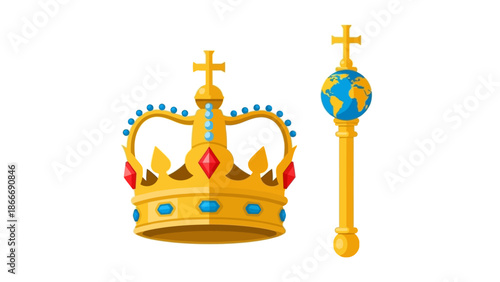 Royal Crown and Scepter Illustration A Symbol of Power and Authority in a Regal Design