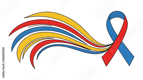 Down Syndrome Awareness Ribbon Symbolizing Support, Acceptance, and Inclusion, Vector Design