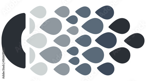 Abstract digital communication flow. Telephone receiver icon with data drops representing information transfer and connection.
