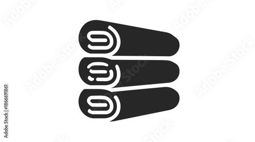 Stacked Rolled Towels Icon Vector Graphic - Simple Black & White Symbol for Bathroom, Spa, Laundry, and Hygiene