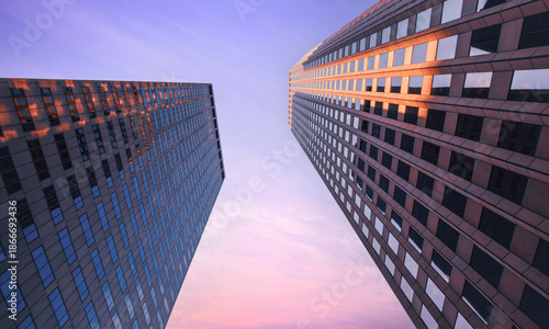 Tableau sur toile USA, Scenic Boston downtown financial district city skyline and skyscrapers