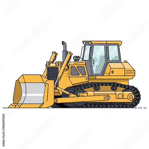 Heavy-duty tracked bulldozer for construction earthworks and land clearing projects