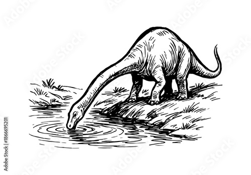 Brachiosaurus hand drawn simple sketch vector illustration