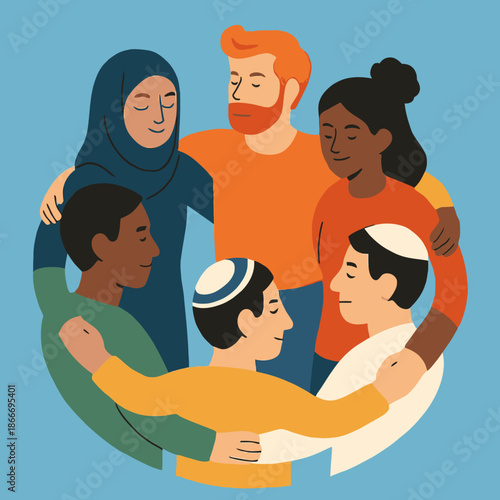 Circle of Solidarity with Diverse Religious Figures