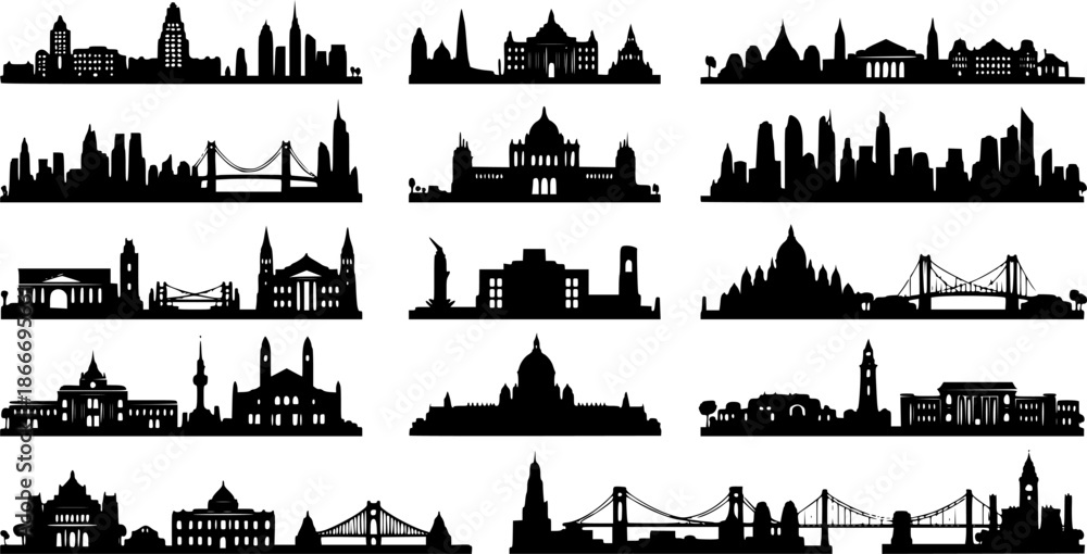 Obraz premium New York City Skyline Vector black and white