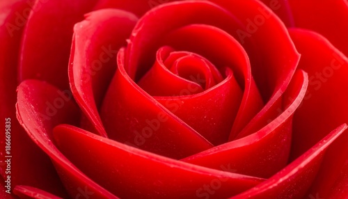 Close-up of a vibrant red rose in full bloom.