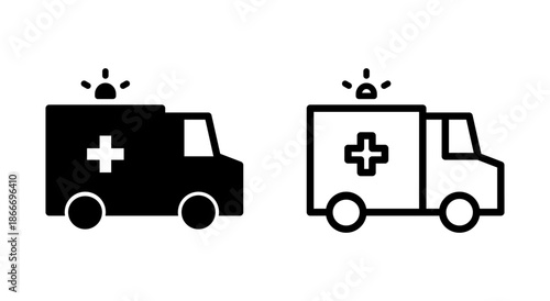 Ambulance icon symbol for apps and websites. ambulance truck sign and symbol. ambulance car