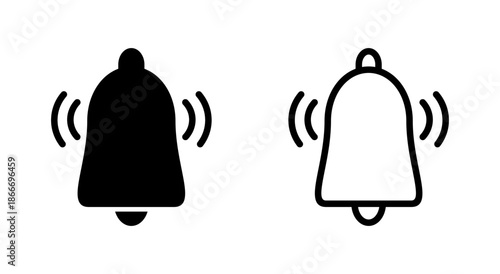 Bell icon symbol for apps and websites. Notification sign and symbol for web site design