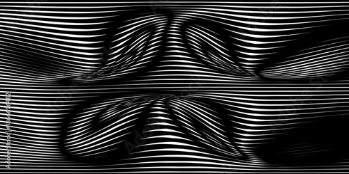 Optical illusion wave. Abstract vector background with black and white lines. Pattern distorted textures.eps10