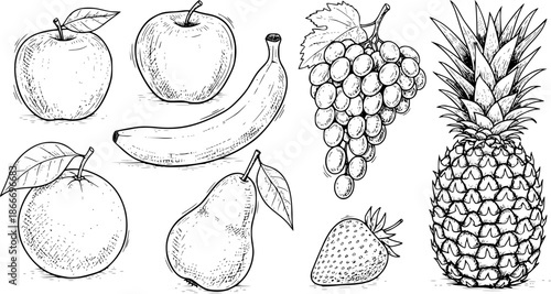 Simple berry and fruit vector silhouettes