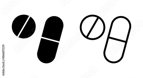 Pills icon symbol for apps and websites. capsule icon. Drug sign and symbol