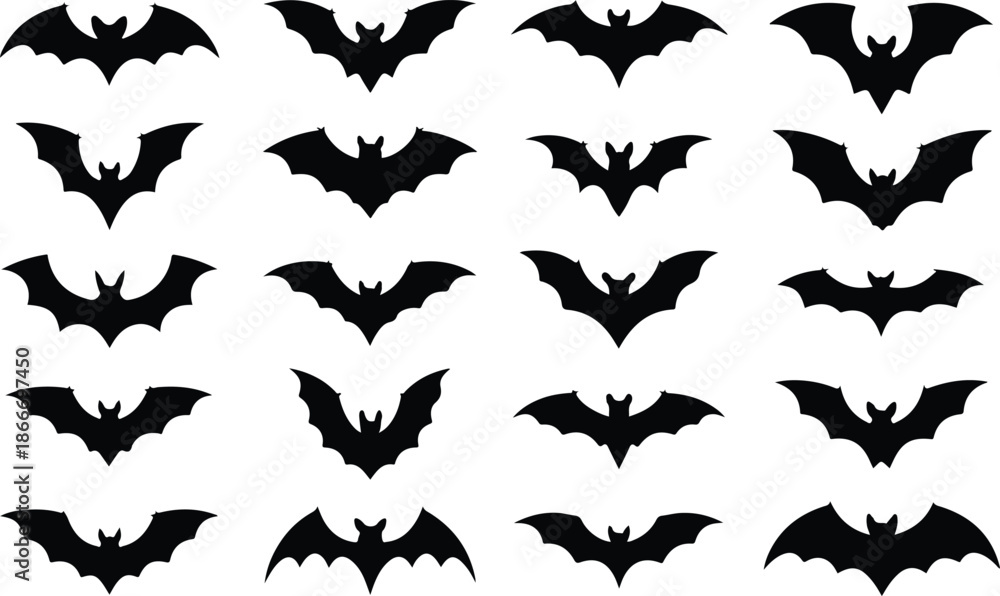 Fototapeta premium Black Bat Silhouettes Pattern