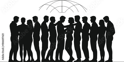 Diverse Group of People Silhouetted Under a Globe