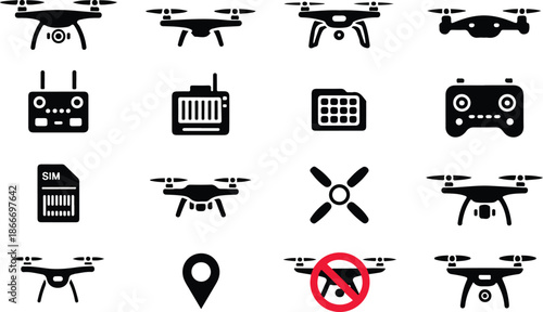 Drone and Accessories Icon Set