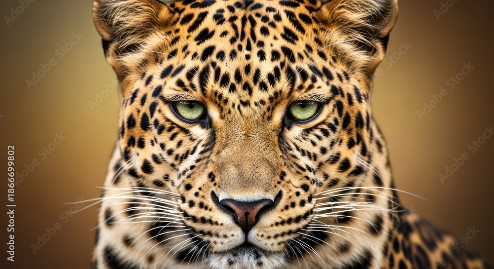 Obraz premium Portrait of a magnificent leopard with captivating green eyes gazing