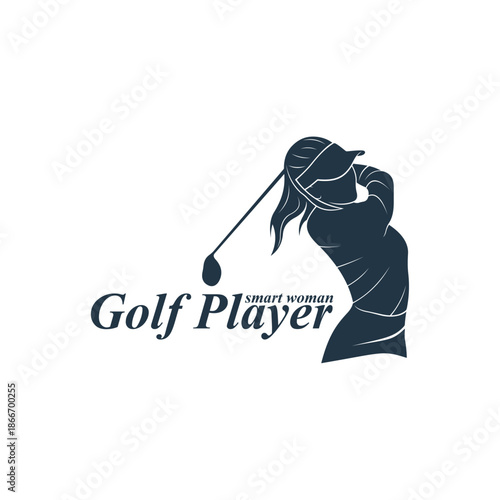 Silhouette Golf Women Player Template Illustration. Golf Player logo design vector