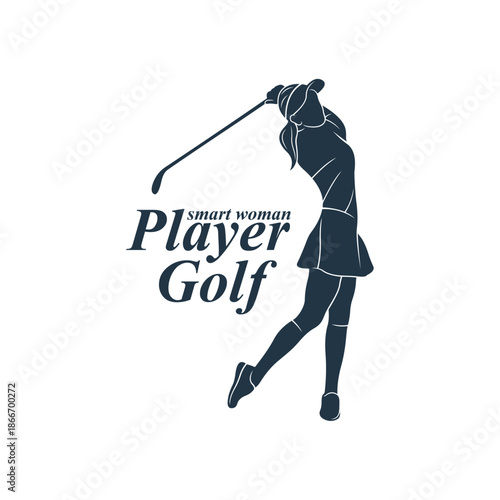 Silhouette Golf Women Player Template Illustration. Golf Player logo design vector