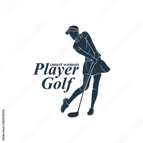 Silhouette Golf Women Player Template Illustration. Golf Player logo design vector