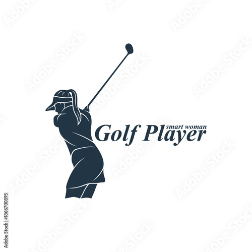 Silhouette Golf Women Player Template Illustration. Golf Player logo design vector