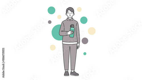 Man Holding Water Bottle, Healthy Lifestyle, Hydration, Fitness, Diet