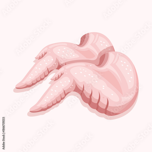 A flat illustration of raw chicken wings, ideal for butcher displays, food packaging, and culinary ingredient visuals.