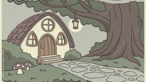 Enchanted cottage in the woods