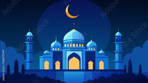 Nighttime view of a majestic mosque