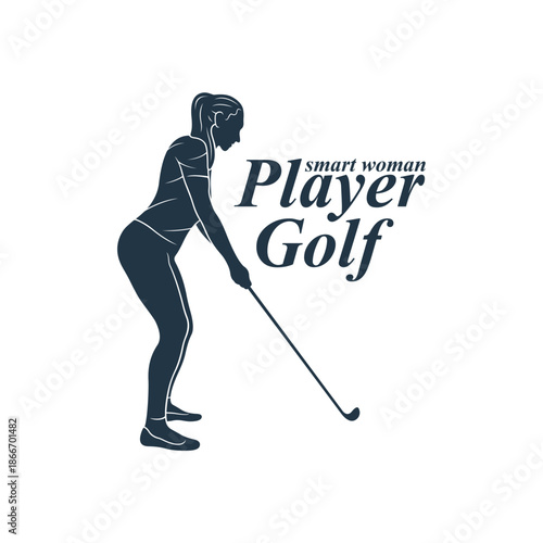 Silhouette Golf Women Player Template Illustration. Golf Player logo design vector