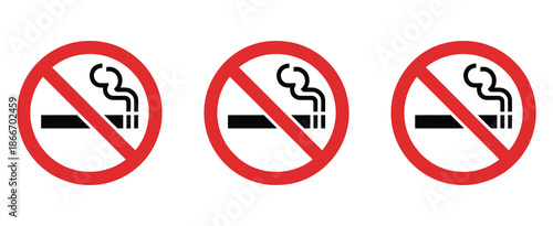 No Smoking Vector, Prohibition Sign Symbols for Smoke Free Zone, Public Health Awareness, Safety Signage