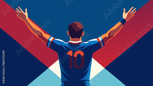 Victorious soccer player celebrating