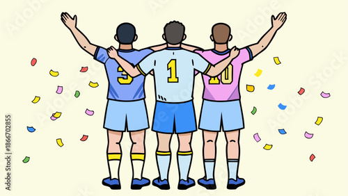 Celebrating soccer players