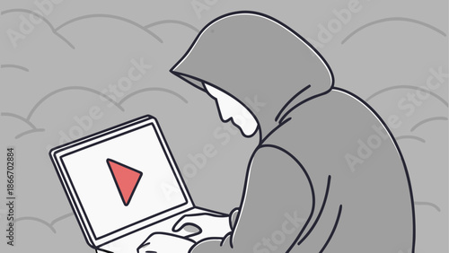 Person watching video on laptop