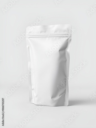 White matte stand up pouch mockup on grey