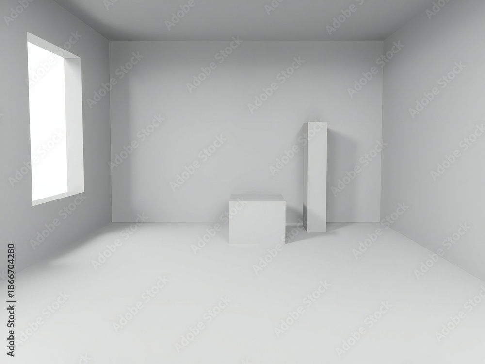 Fototapeta premium Minimalist room with large window