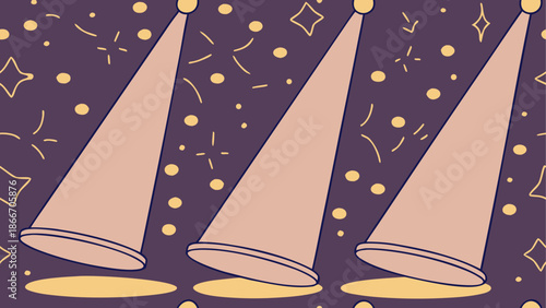 Spotlights in a starry night