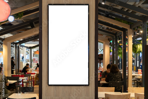 Wallpaper Mural lank Vertical Poster Mockup in Restaurant Food Court Interior Torontodigital.ca
