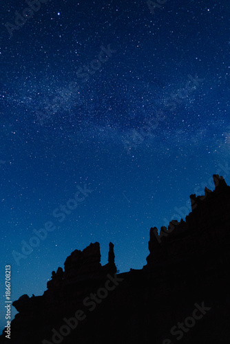 silhouette of rocks at night