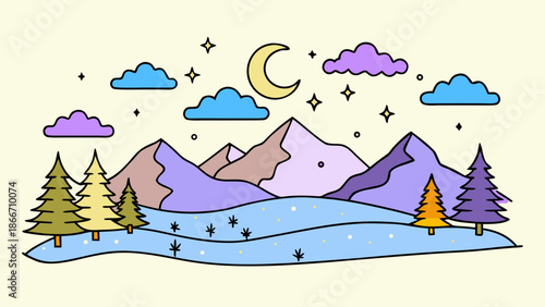 Serene mountain night