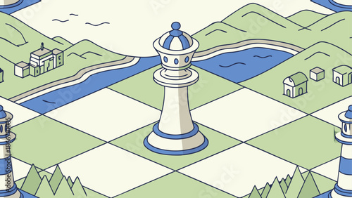 Chess piece in landscape