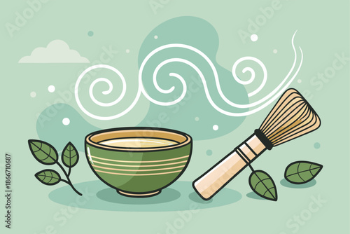 Matcha Ritual Calm Health Illu