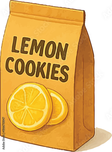 Buttery Lemon Cookies Bag with Wedges Vector Art