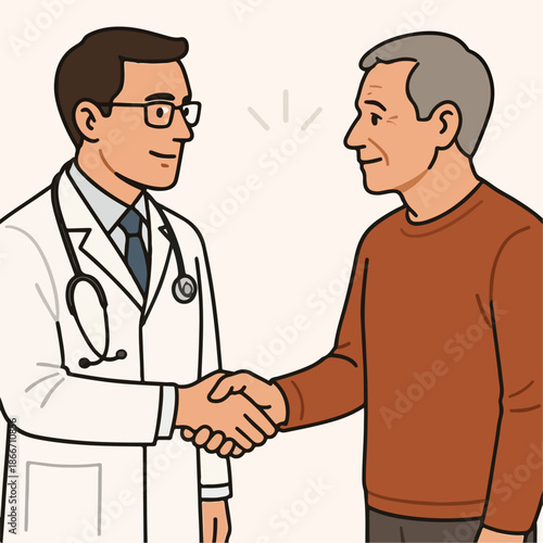 illustration of a doctor and patient shaking hands