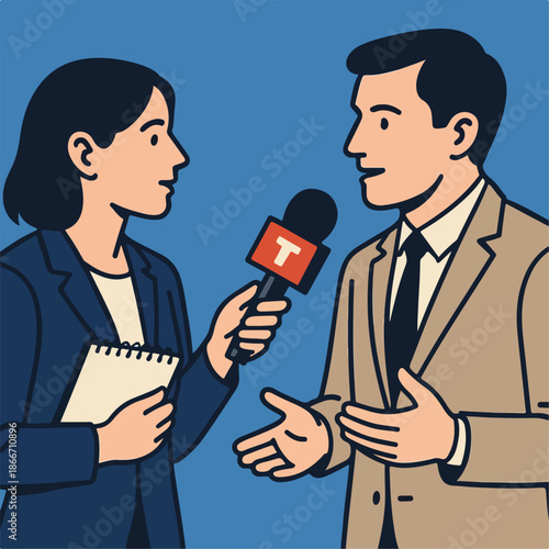 Illustration of a journalist being interviewed