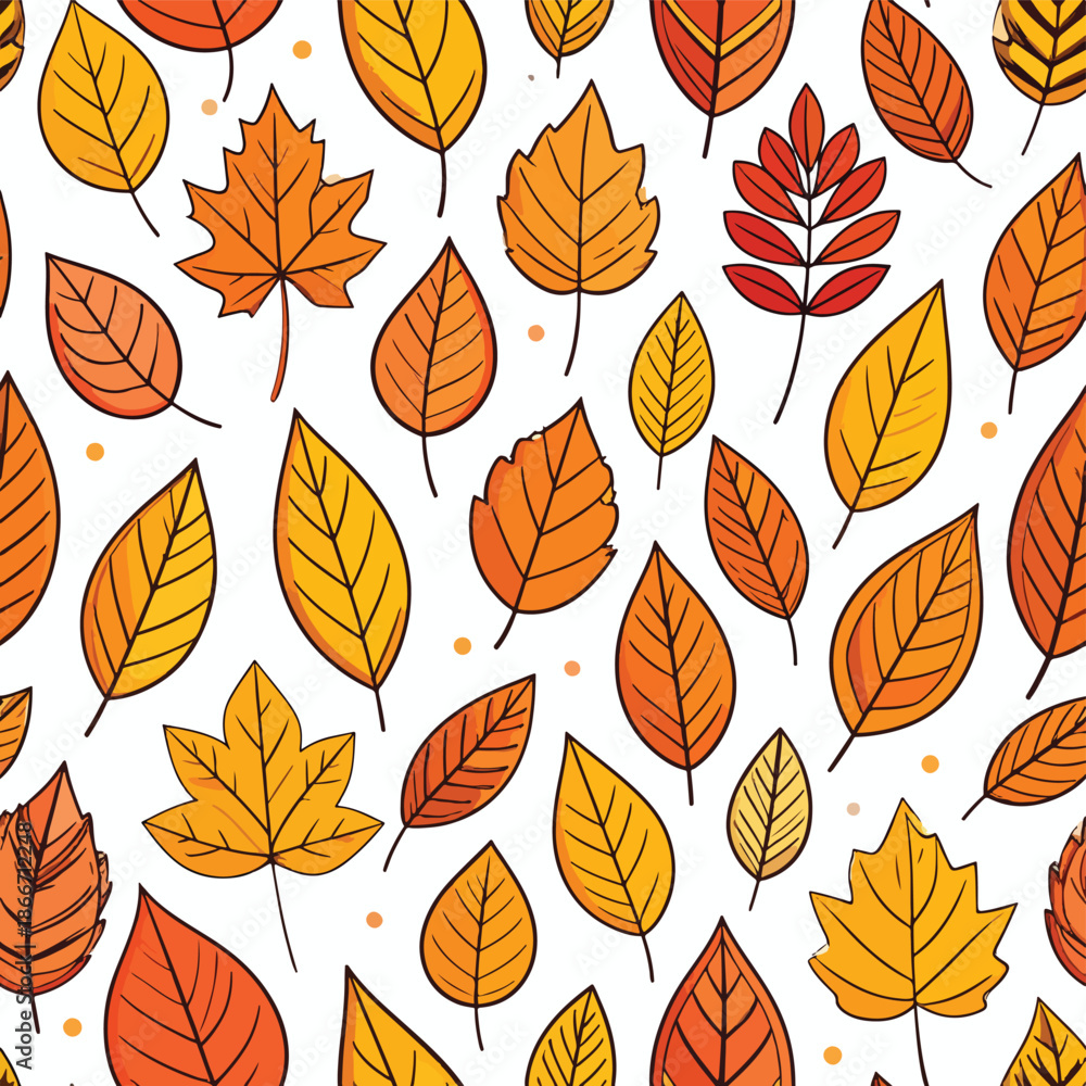 Obraz premium Vibrant autumn leaves scattered in a delightful seamless pattern, perfect for seasonal backgrounds