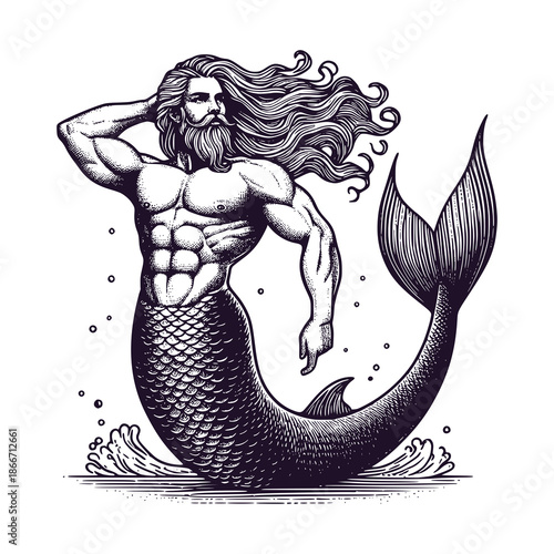 muscular mermaid man