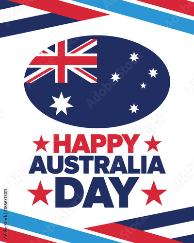 Happy Australia Day text with Australian flag national